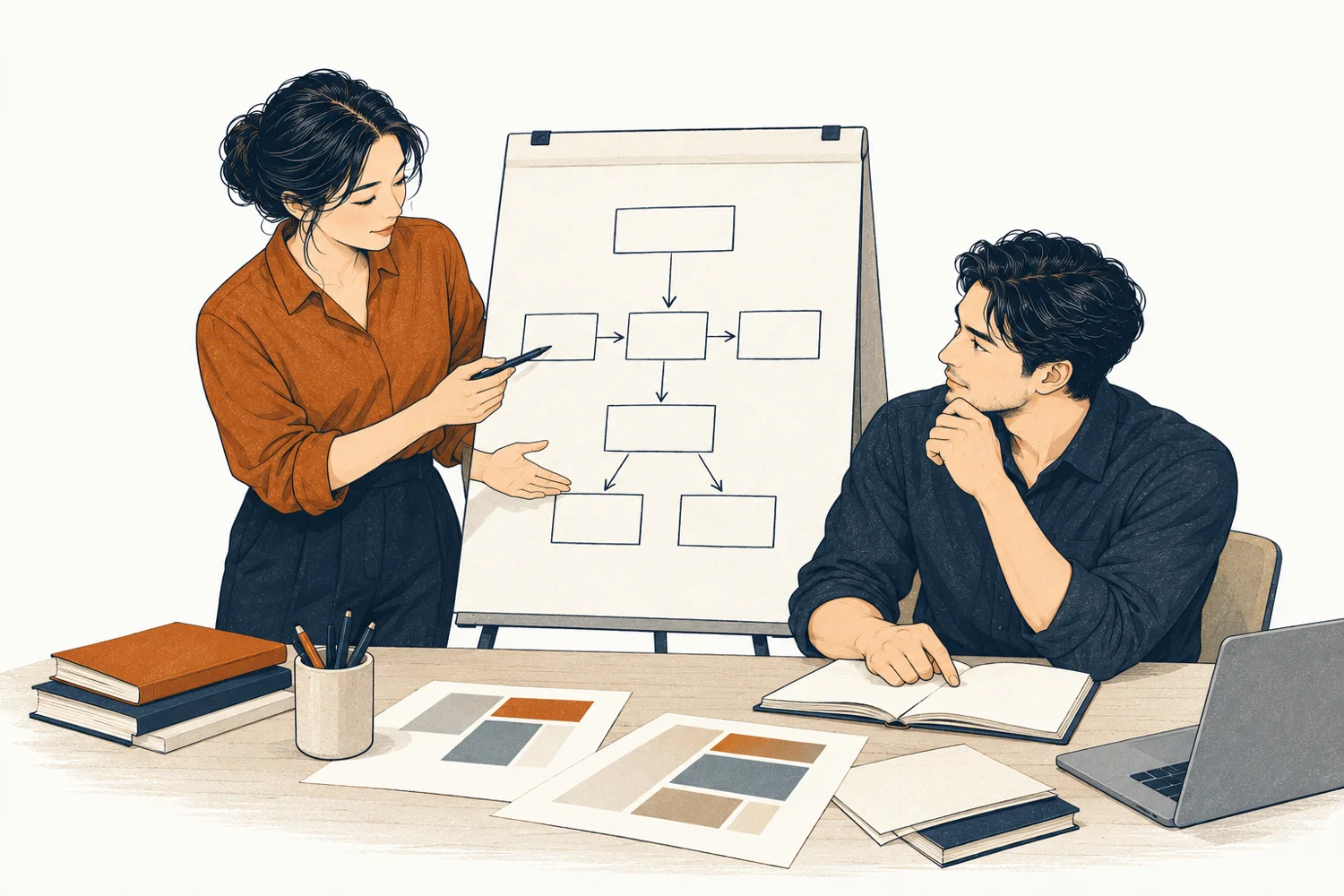 专业学习的编辑插画